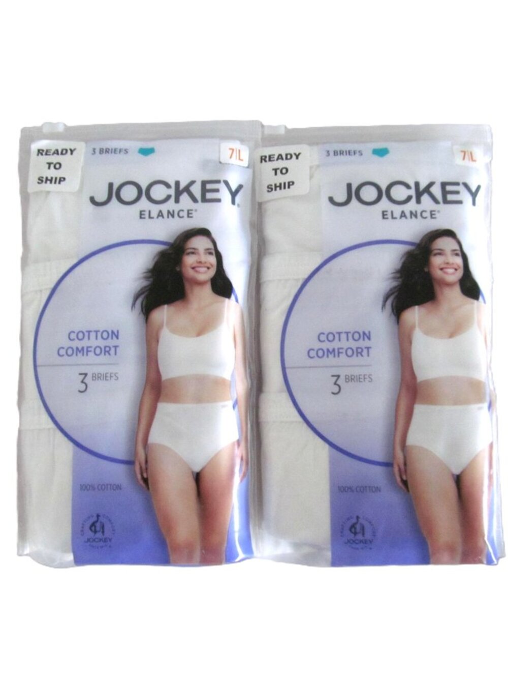 Jockey Elance Comfort Womens Briefs 6-Pack Size 7 Large White 100% Combed Cotton